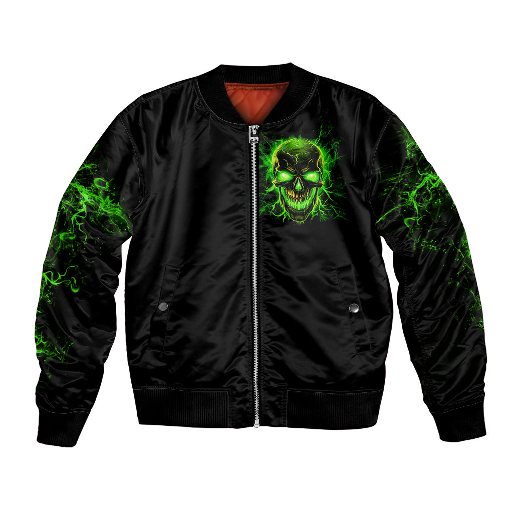 Flame Skull Bomber Jacket My Alone TIme Is For Everyone Safe - Wonder Print Shop