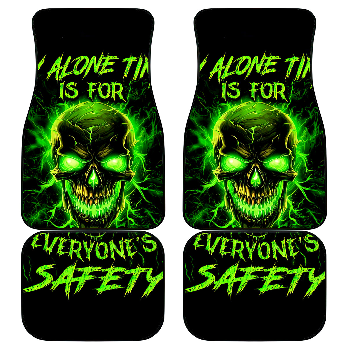 Flame Skull Car Mats My Alone TIme Is For Everyone Safe - Wonder Print Shop