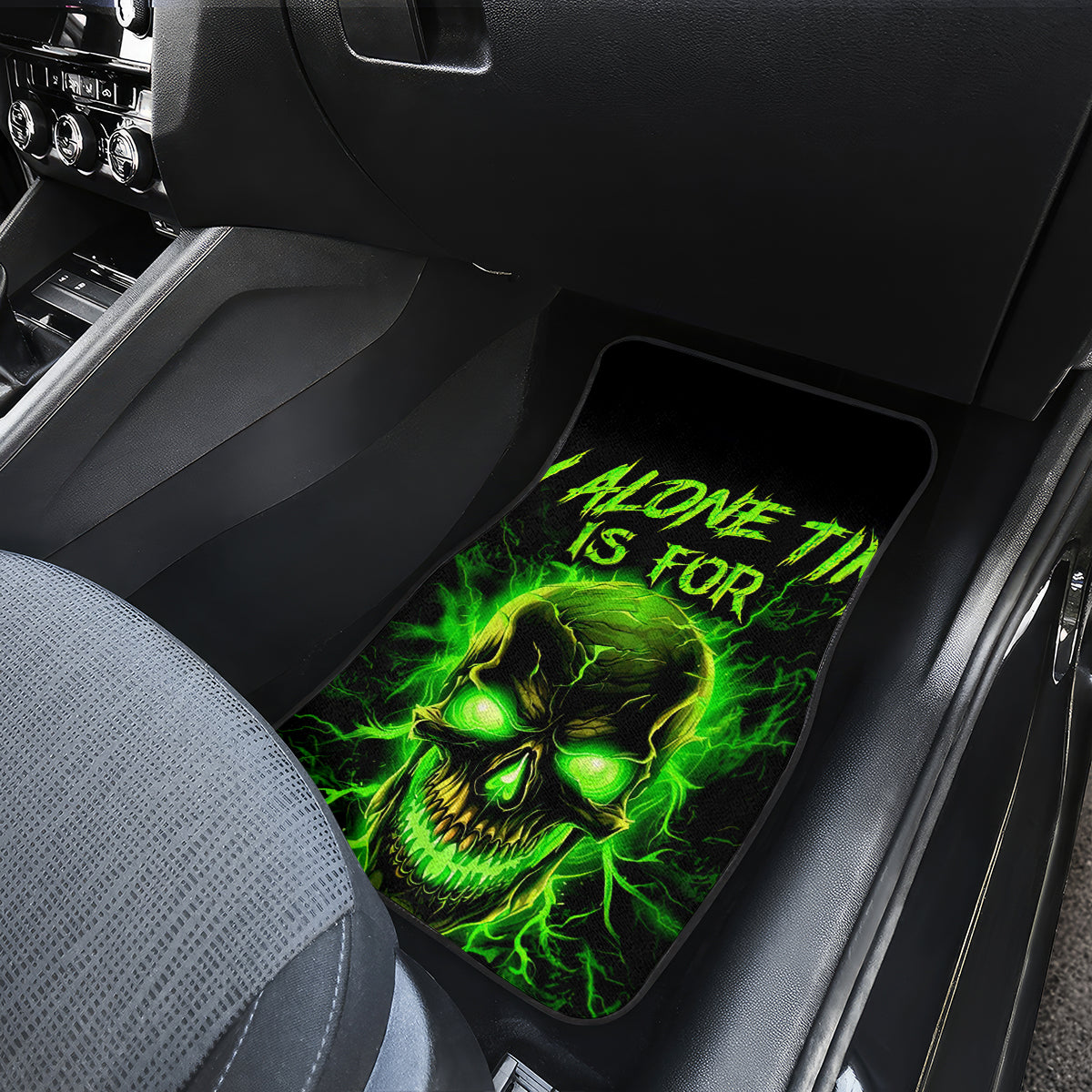 Flame Skull Car Mats My Alone TIme Is For Everyone Safe - Wonder Print Shop