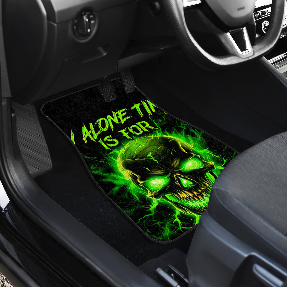 Flame Skull Car Mats My Alone TIme Is For Everyone Safe - Wonder Print Shop