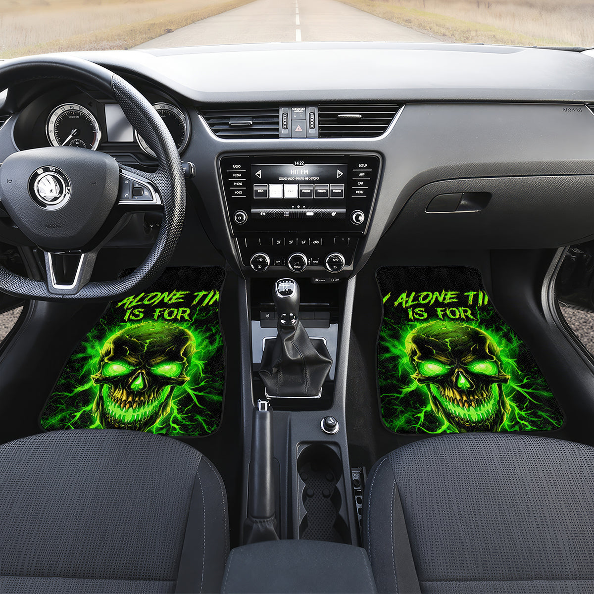 Flame Skull Car Mats My Alone TIme Is For Everyone Safe - Wonder Print Shop