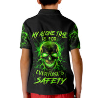 Flame Skull Kid Polo Shirt My Alone TIme Is For Everyone Safe - Wonder Print Shop