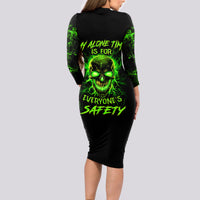 Flame Skull Long Sleeve Bodycon Dress My Alone TIme Is For Everyone Safe - Wonder Print Shop