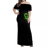 Flame Skull Off Shoulder Maxi Dress My Alone TIme Is For Everyone Safe - Wonder Print Shop