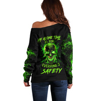 Flame Skull Off Shoulder Sweater My Alone TIme Is For Everyone Safe - Wonder Print Shop