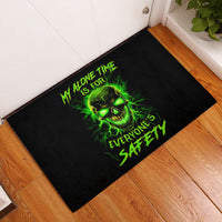 Flame Skull Rubber Doormat My Alone TIme Is For Everyone Safe - Wonder Print Shop