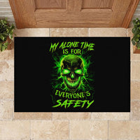 Flame Skull Rubber Doormat My Alone TIme Is For Everyone Safe - Wonder Print Shop