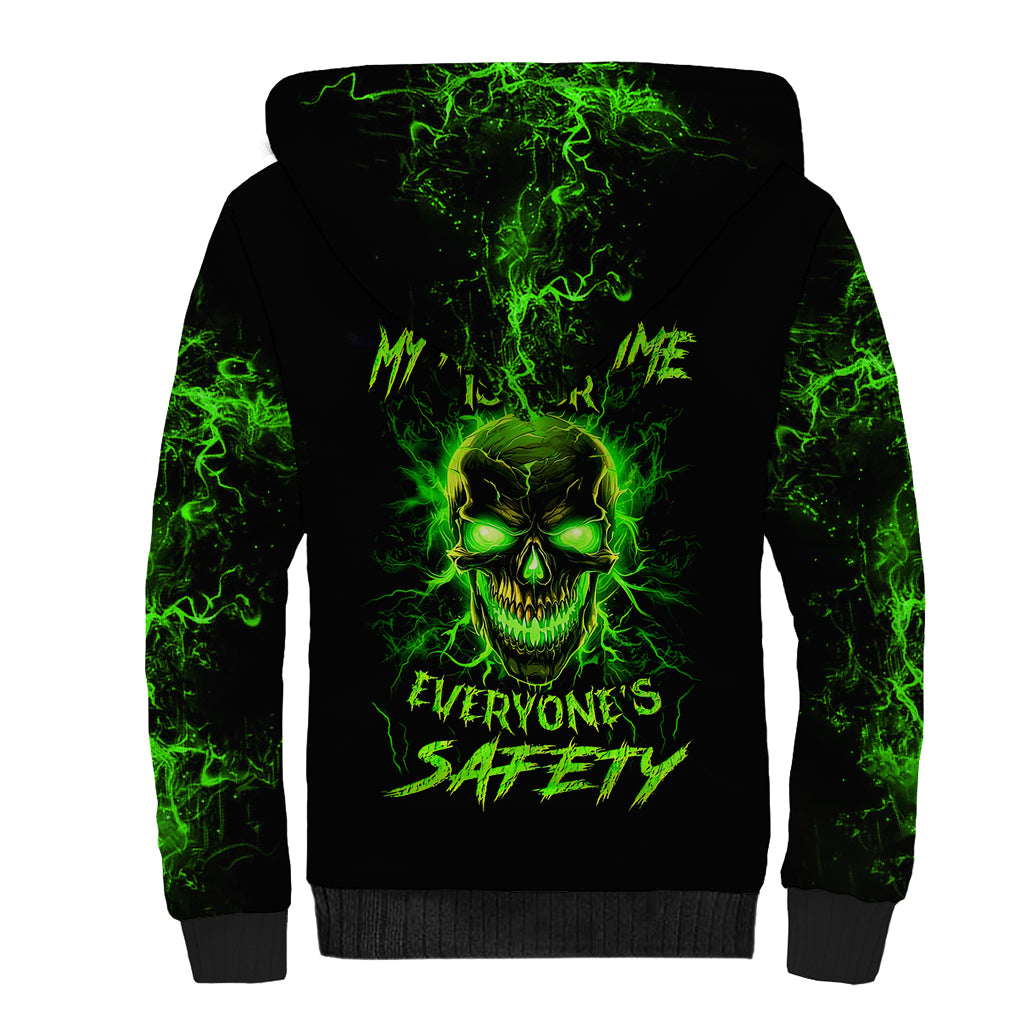 Flame Skull Sherpa Hoodie My Alone TIme Is For Everyone Safe - Wonder Print Shop