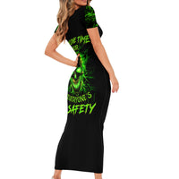 Flame Skull Short Sleeve Bodycon Dress My Alone TIme Is For Everyone Safe - Wonder Print Shop
