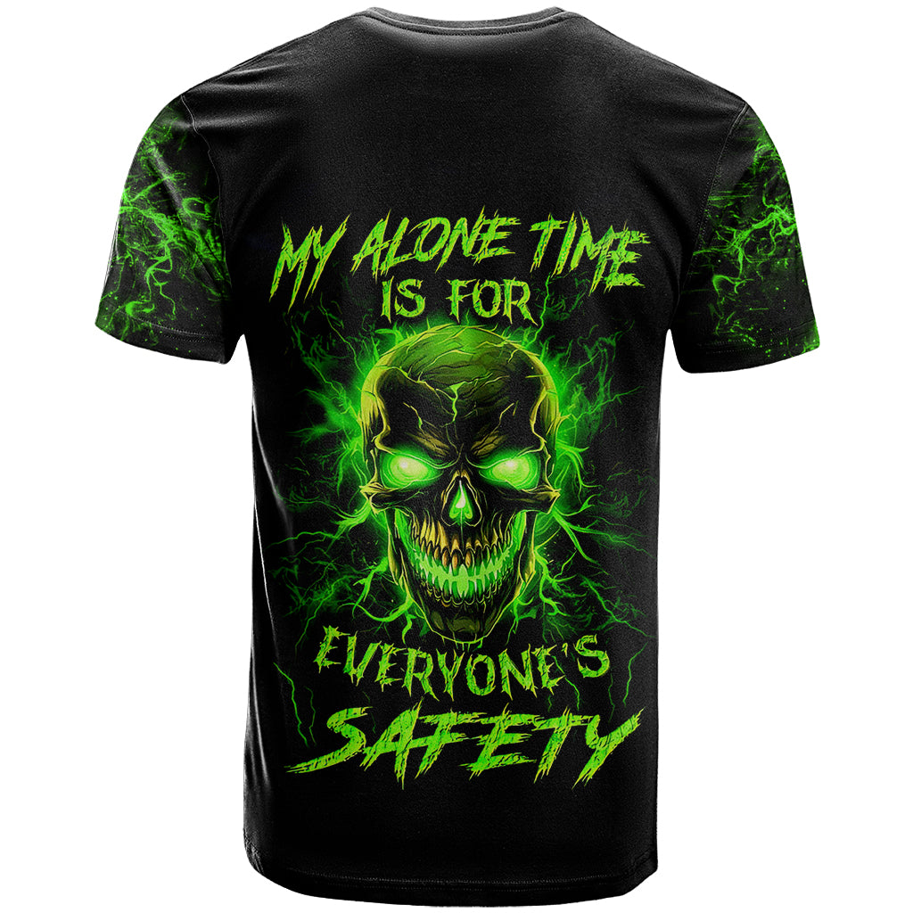 Flame Skull T Shirt My Alone TIme Is For Everyone Safe - Wonder Print Shop