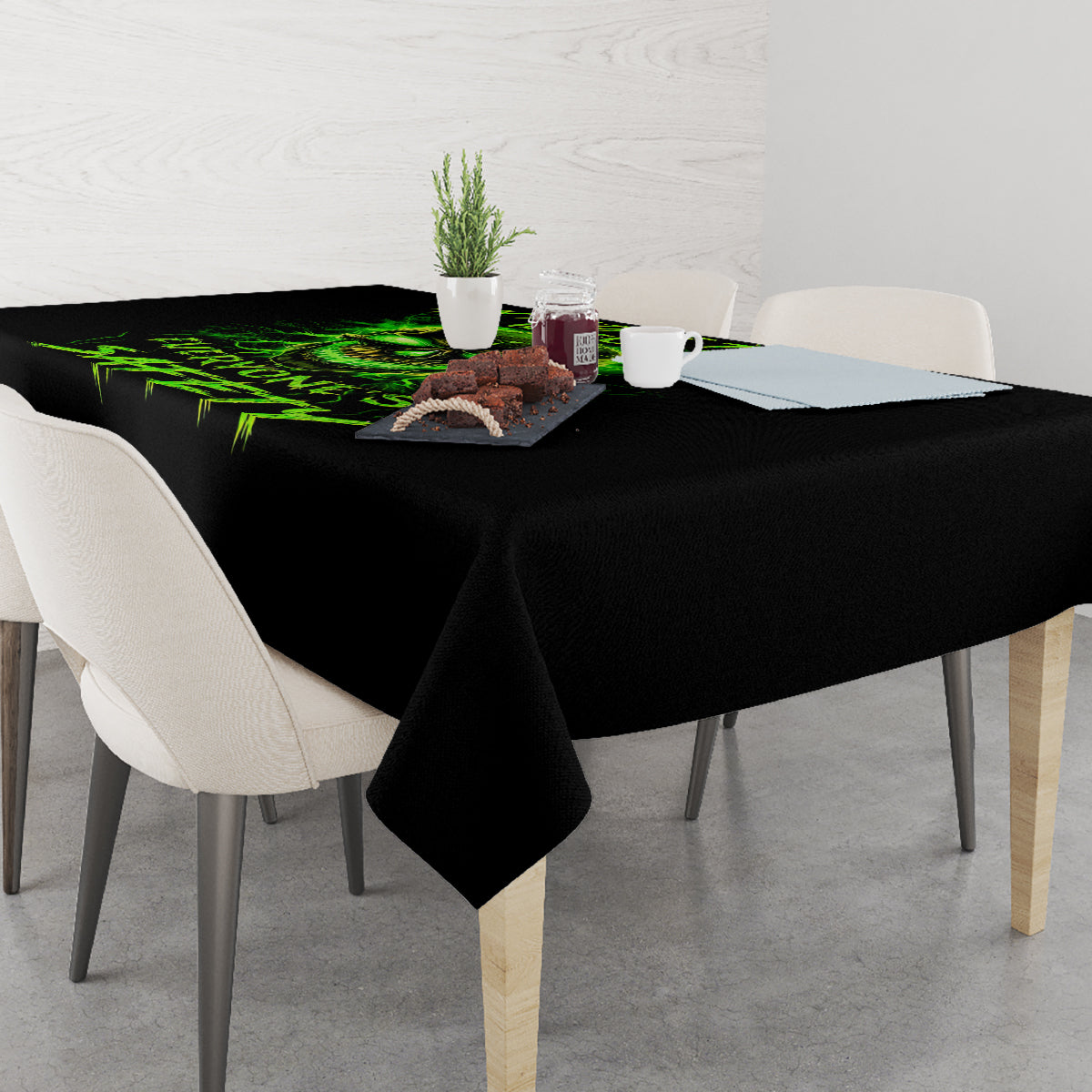 Flame Skull Tablecloth My Alone TIme Is For Everyone Safe - Wonder Print Shop