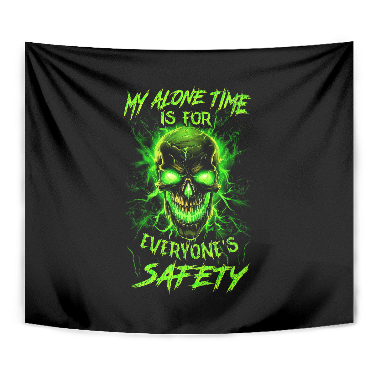 Flame Skull Tapestry My Alone TIme Is For Everyone Safe - Wonder Print Shop