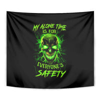 Flame Skull Tapestry My Alone TIme Is For Everyone Safe - Wonder Print Shop