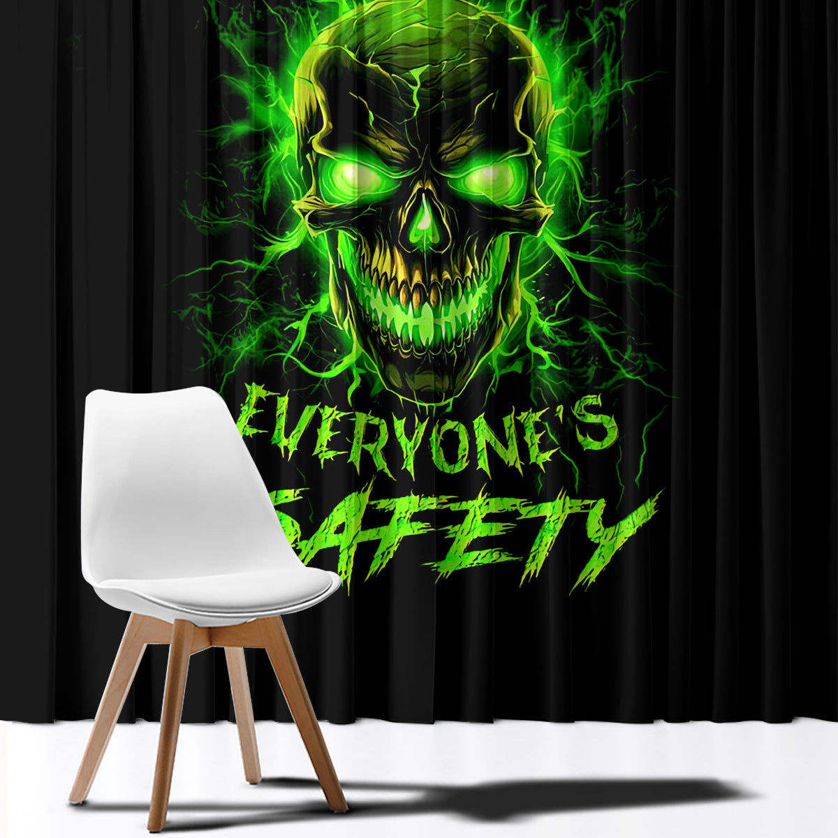 Flame Skull Window Curtain My Alone TIme Is For Everyone Safe - Wonder Print Shop