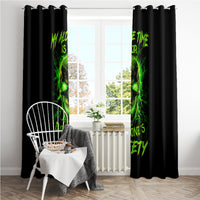 Flame Skull Window Curtain My Alone TIme Is For Everyone Safe - Wonder Print Shop