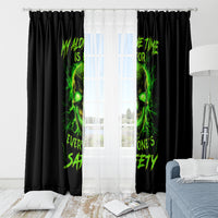 Flame Skull Window Curtain My Alone TIme Is For Everyone Safe - Wonder Print Shop