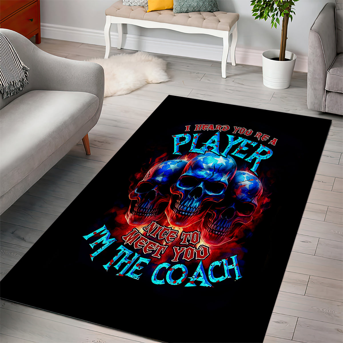 American Skull Area Rug Nice To Meet You Im The Coach - Wonder Print Shop