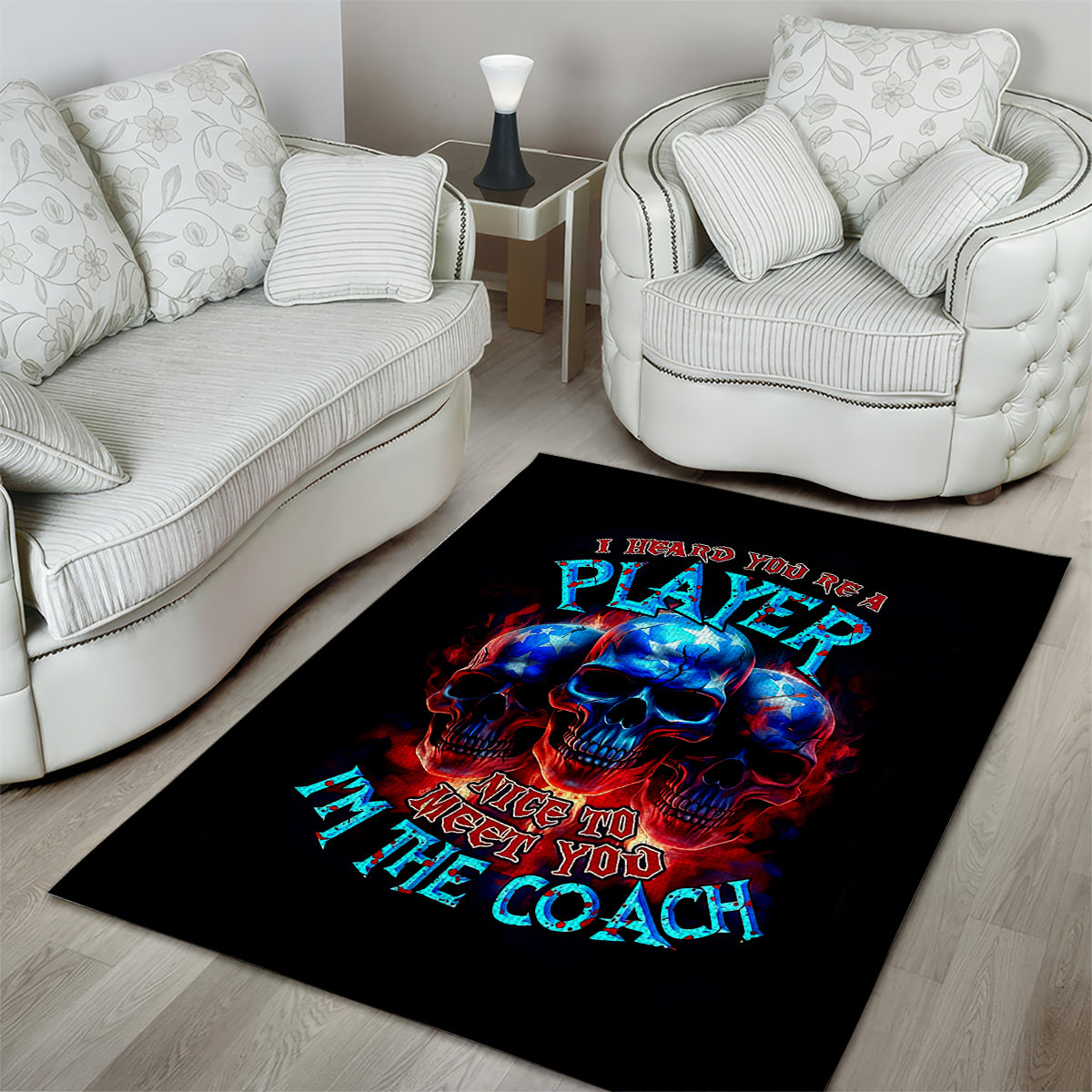 American Skull Area Rug Nice To Meet You Im The Coach - Wonder Print Shop