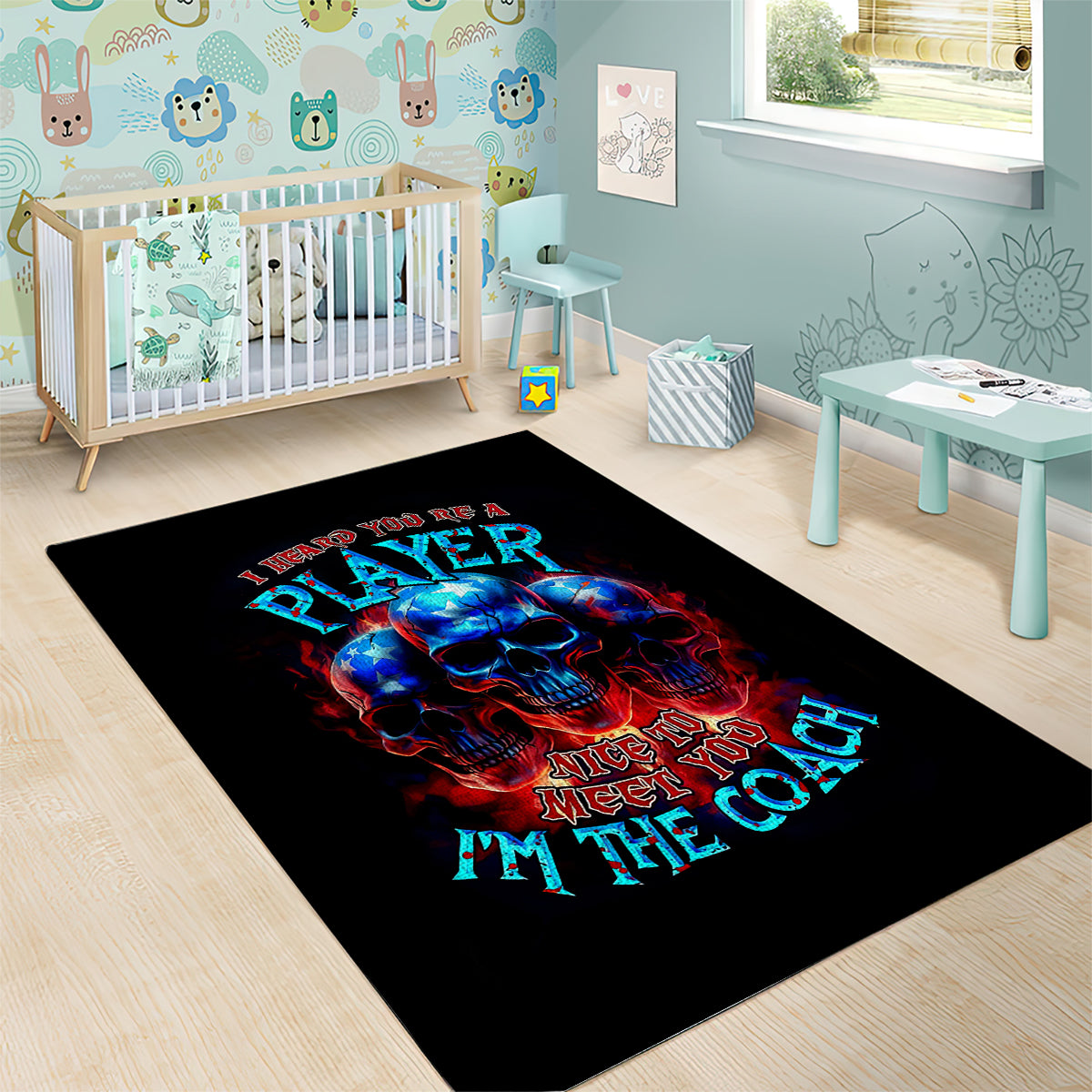 American Skull Area Rug Nice To Meet You Im The Coach - Wonder Print Shop
