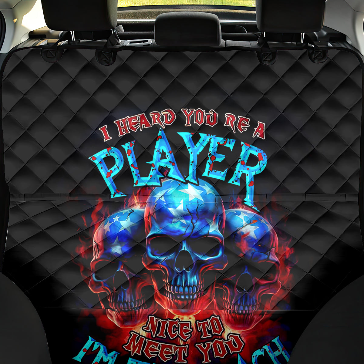 American Skull Back Car Seat Cover Nice To Meet You Im The Coach - Wonder Print Shop