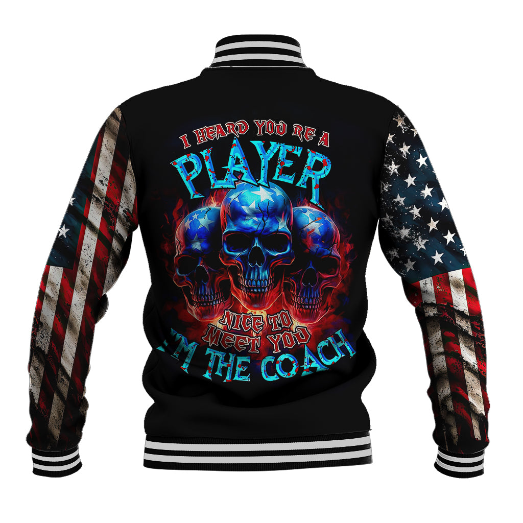 American Skull Baseball Jacket Nice To Meet You Im The Coach - Wonder Print Shop