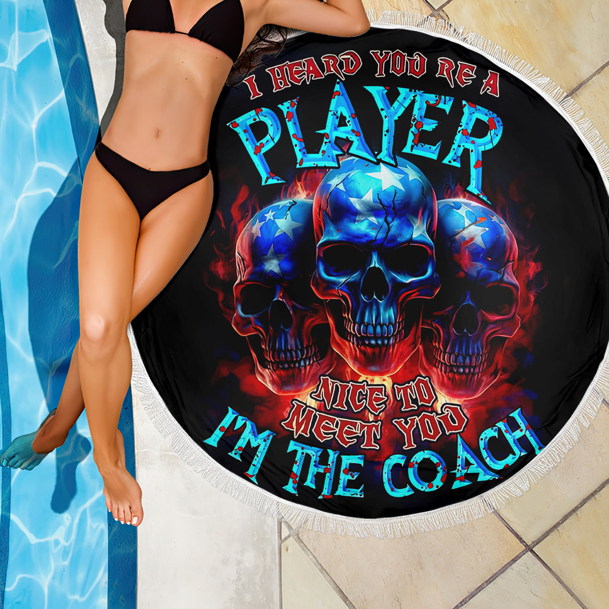 American Skull Beach Blanket Nice To Meet You Im The Coach - Wonder Print Shop