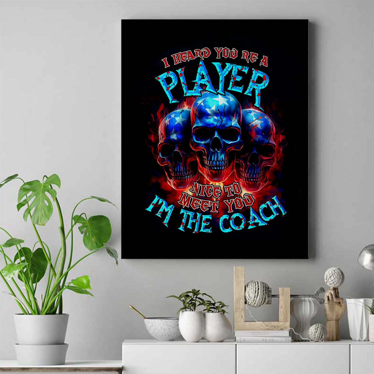 American Skull Canvas Wall Art Nice To Meet You Im The Coach - Wonder Print Shop