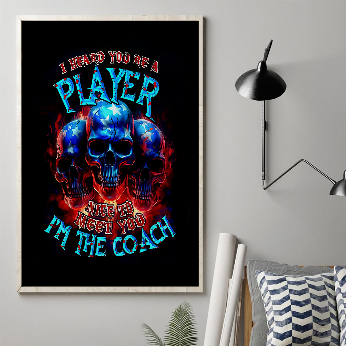 American Skull Canvas Wall Art Nice To Meet You Im The Coach - Wonder Print Shop