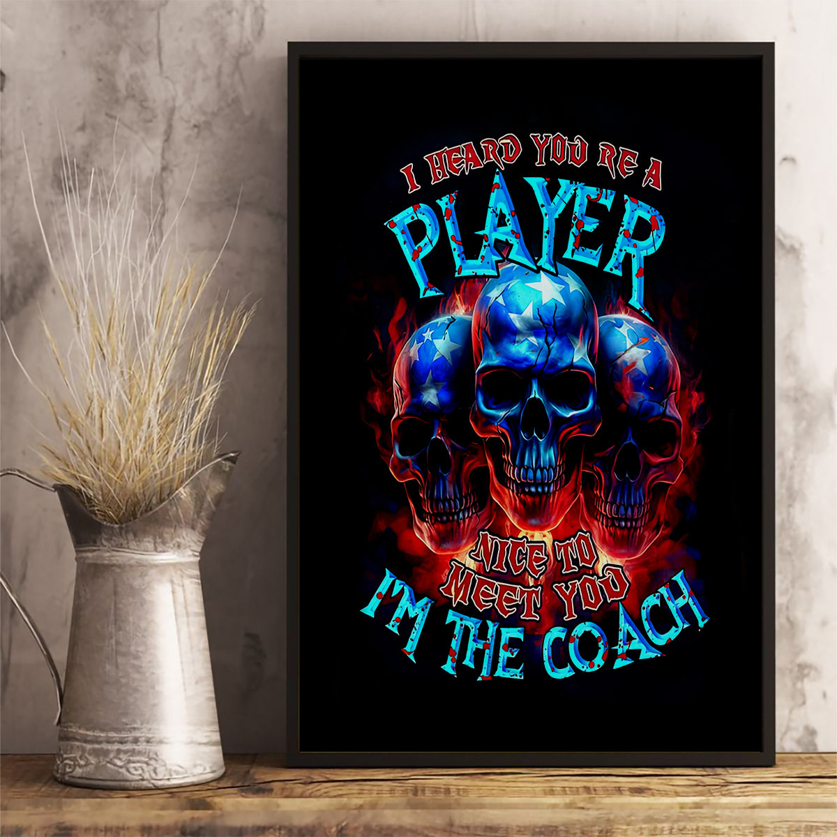 American Skull Canvas Wall Art Nice To Meet You Im The Coach - Wonder Print Shop