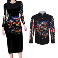 American Skull Couples Matching Long Sleeve Bodycon Dress and Long Sleeve Button Shirts Nice To Meet You Im The Coach - Wonder Print Shop