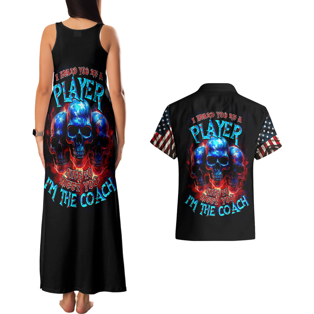 American Skull Couples Matching Tank Maxi Dress and Hawaiian Shirt Nice To Meet You Im The Coach - Wonder Print Shop