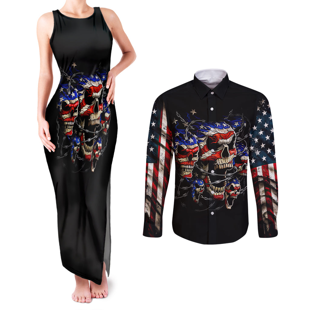 American Skull Couples Matching Tank Maxi Dress and Long Sleeve Button Shirts Nice To Meet You Im The Coach - Wonder Print Shop