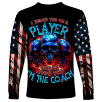 American Skull Long Sleeve Shirt Nice To Meet You Im The Coach - Wonder Print Shop