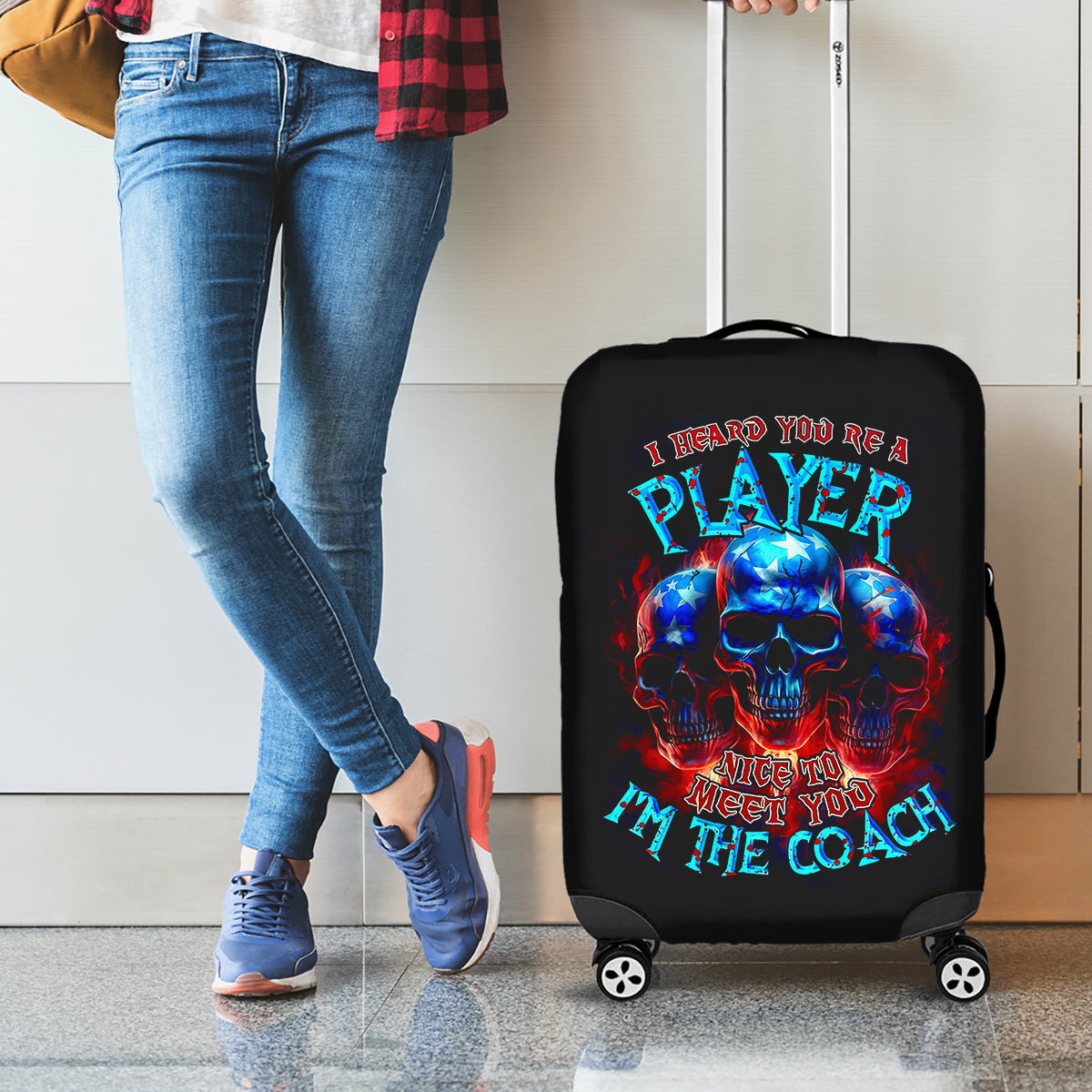 American Skull Luggage Cover Nice To Meet You Im The Coach - Wonder Print Shop