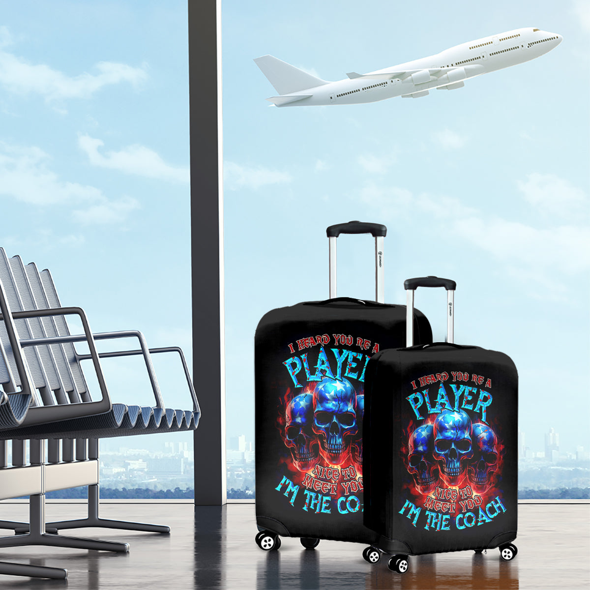 American Skull Luggage Cover Nice To Meet You Im The Coach - Wonder Print Shop