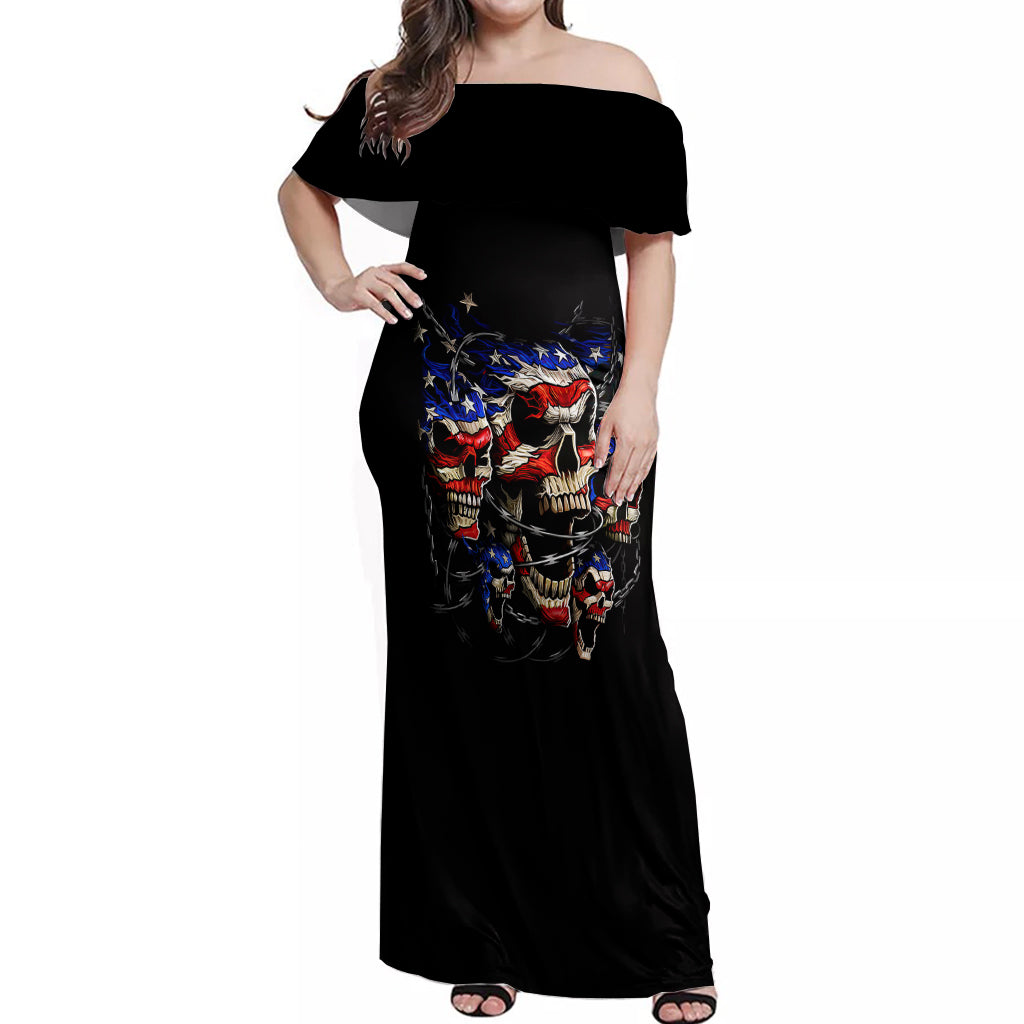American Skull Off Shoulder Maxi Dress Nice To Meet You Im The Coach - Wonder Print Shop