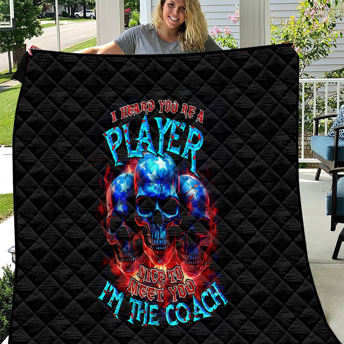 American Skull Quilt Nice To Meet You Im The Coach - Wonder Print Shop