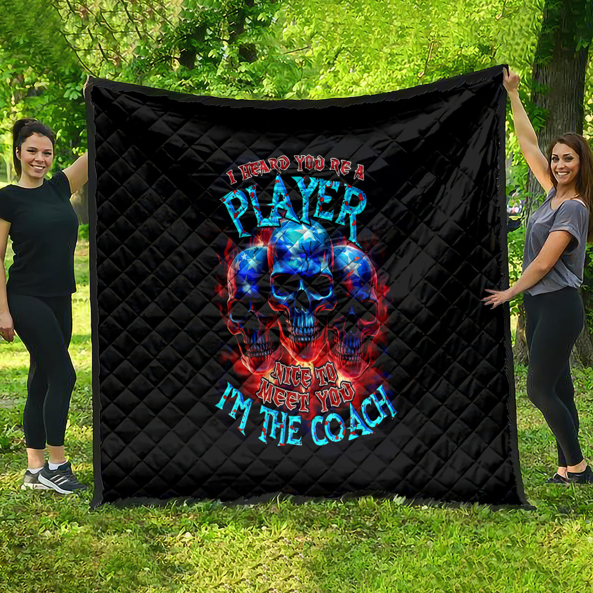 American Skull Quilt Nice To Meet You Im The Coach - Wonder Print Shop