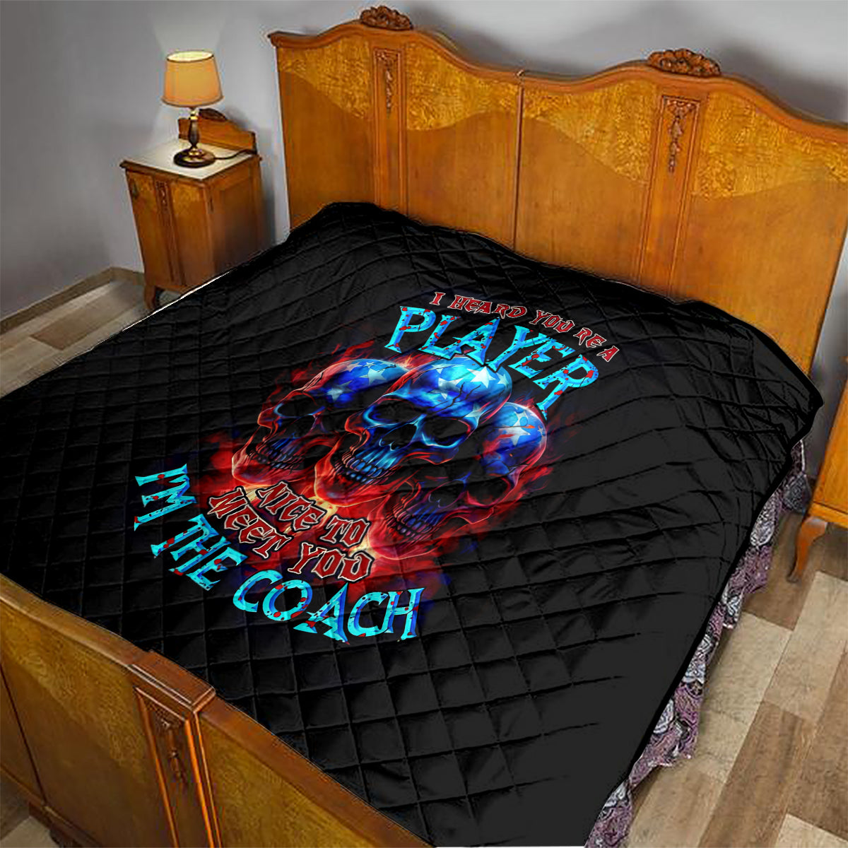 American Skull Quilt Nice To Meet You Im The Coach - Wonder Print Shop