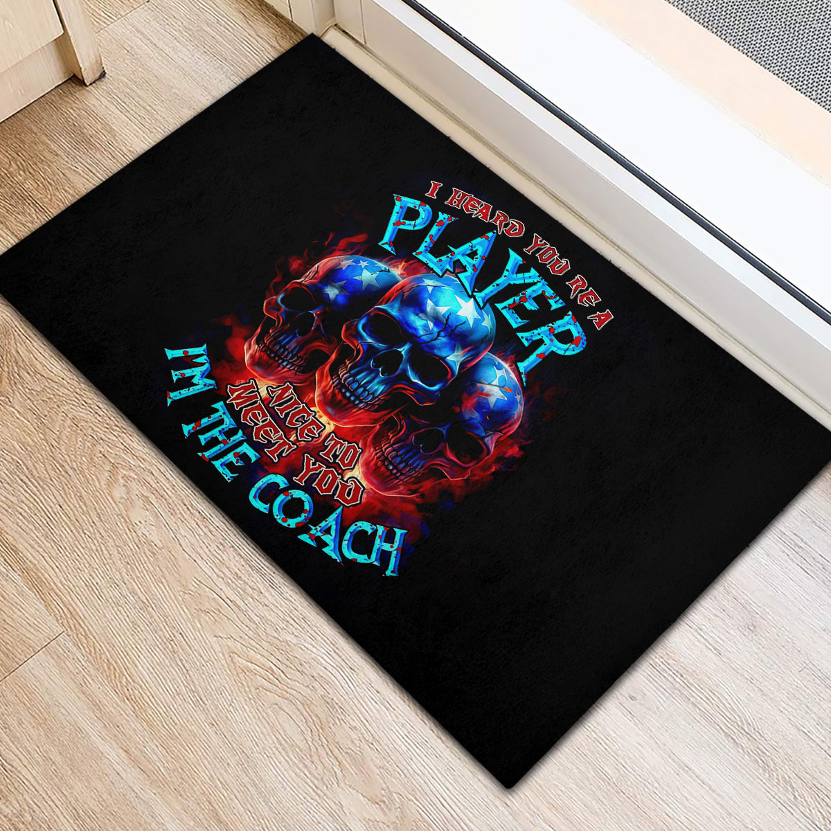 American Skull Rubber Doormat Nice To Meet You Im The Coach - Wonder Print Shop