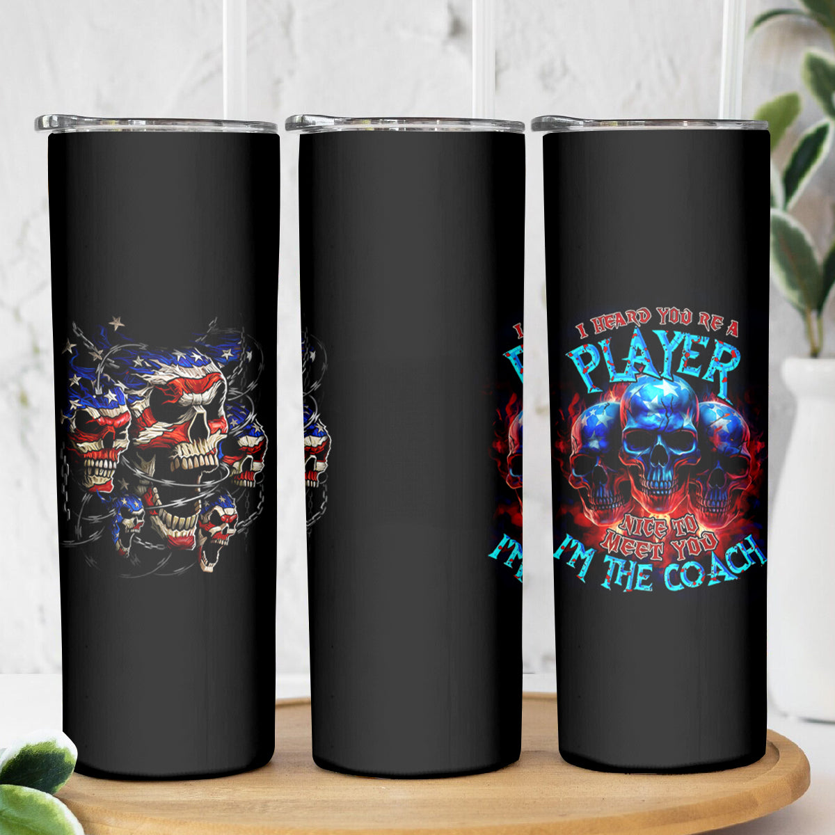 American Skull Skinny Tumbler Nice To Meet You Im The Coach - Wonder Print Shop