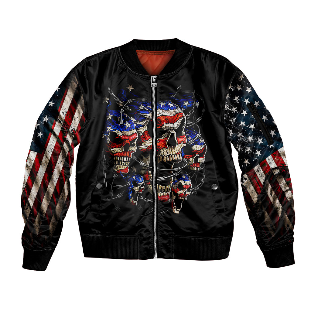 American Skull Sleeve Zip Bomber Jacket Nice To Meet You Im The Coach - Wonder Print Shop