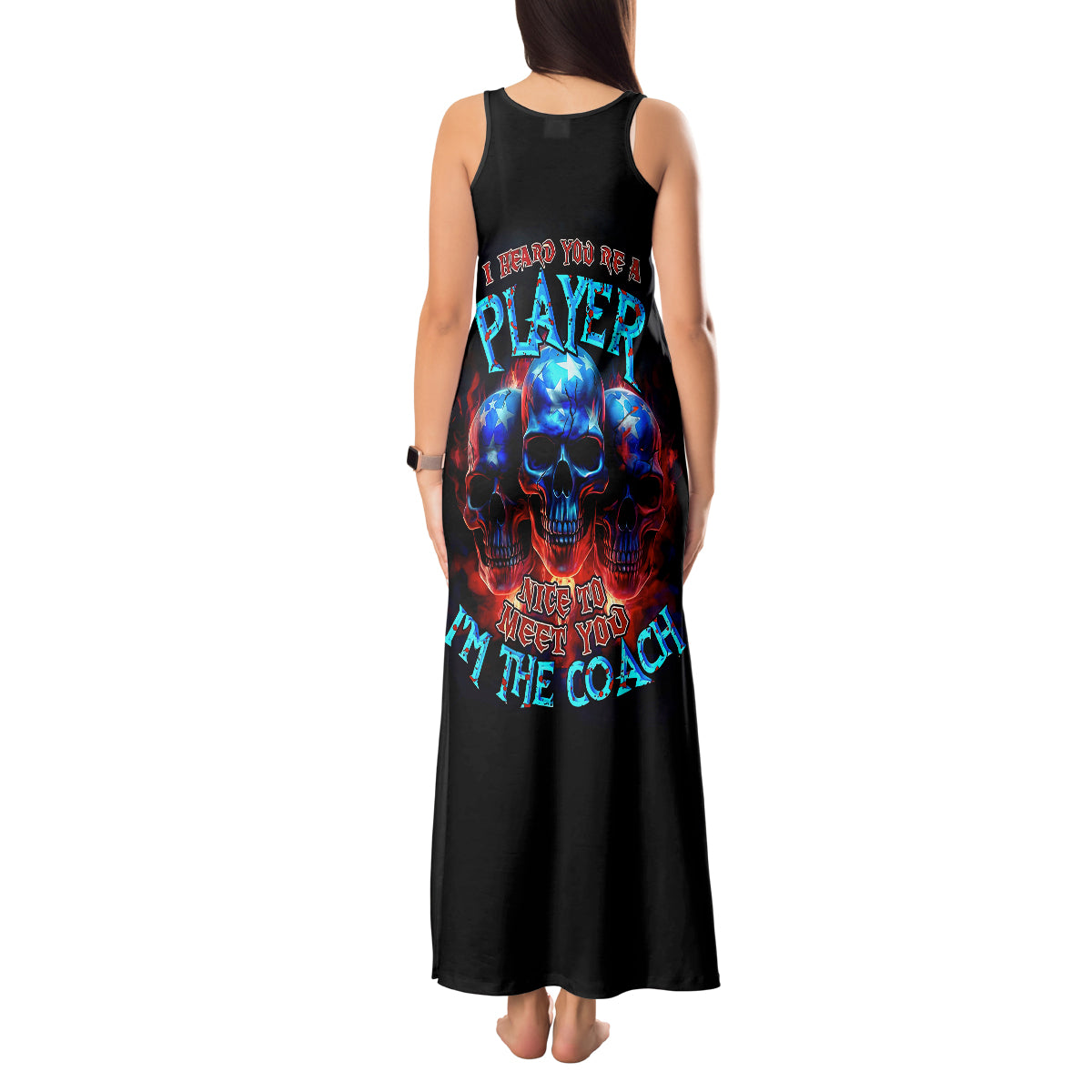 American Skull Tank Maxi Dress Nice To Meet You Im The Coach - Wonder Print Shop