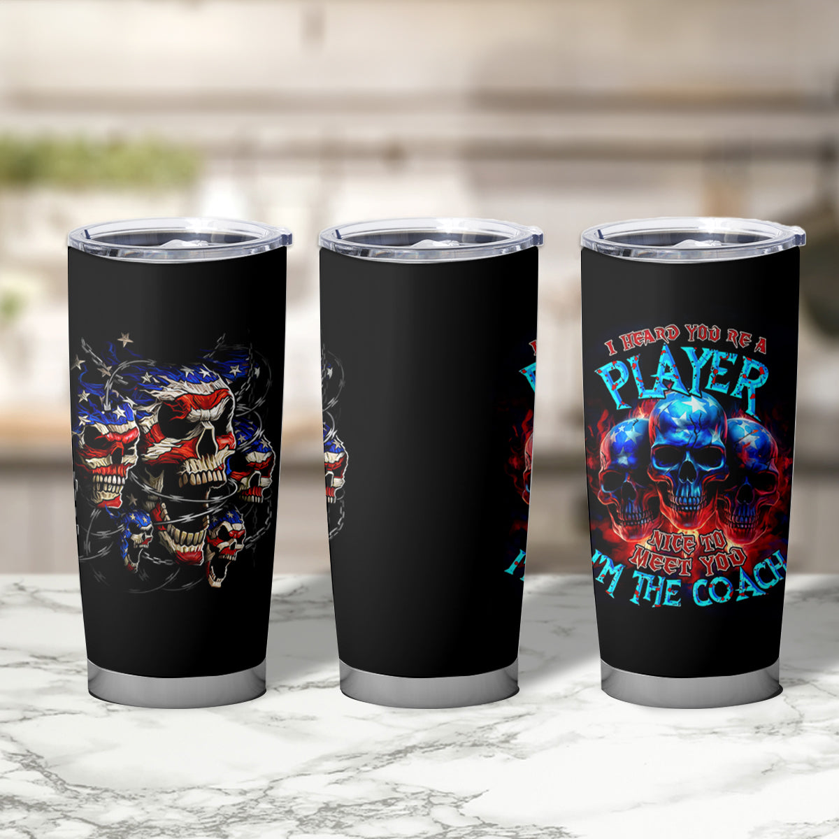 American Skull Tumbler Cup Nice To Meet You Im The Coach - Wonder Print Shop