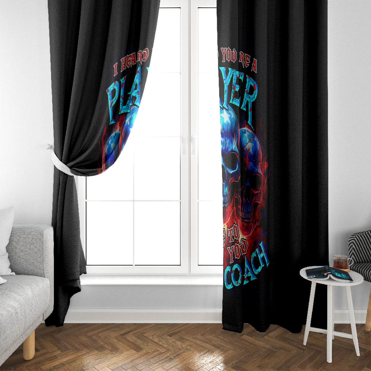 American Skull Window Curtain Nice To Meet You Im The Coach - Wonder Print Shop