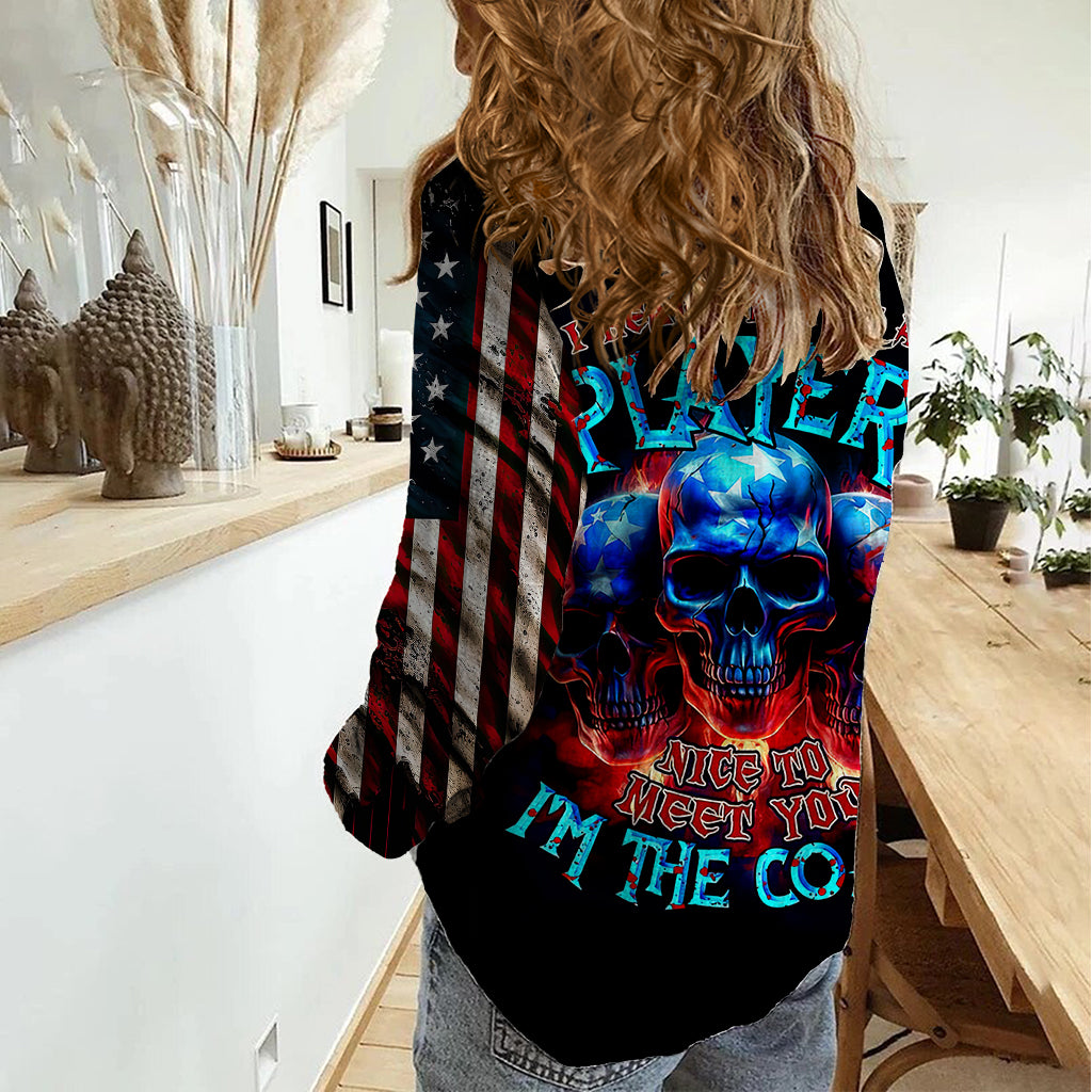 American Skull Women Casual Shirt Nice To Meet You Im The Coach - Wonder Print Shop