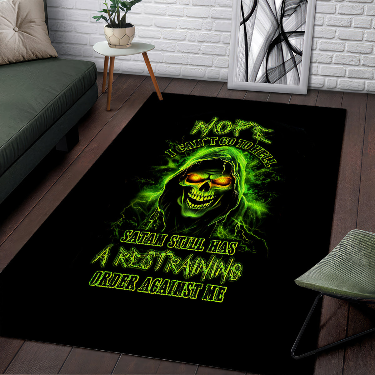 Thunder Skull Area Rug Satan Still Has A Restrainning Order Against Me - Wonder Print Shop