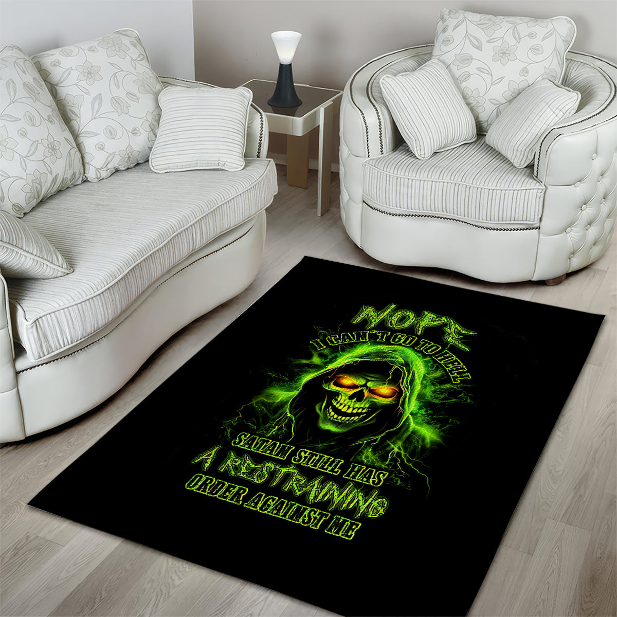 Thunder Skull Area Rug Satan Still Has A Restrainning Order Against Me - Wonder Print Shop