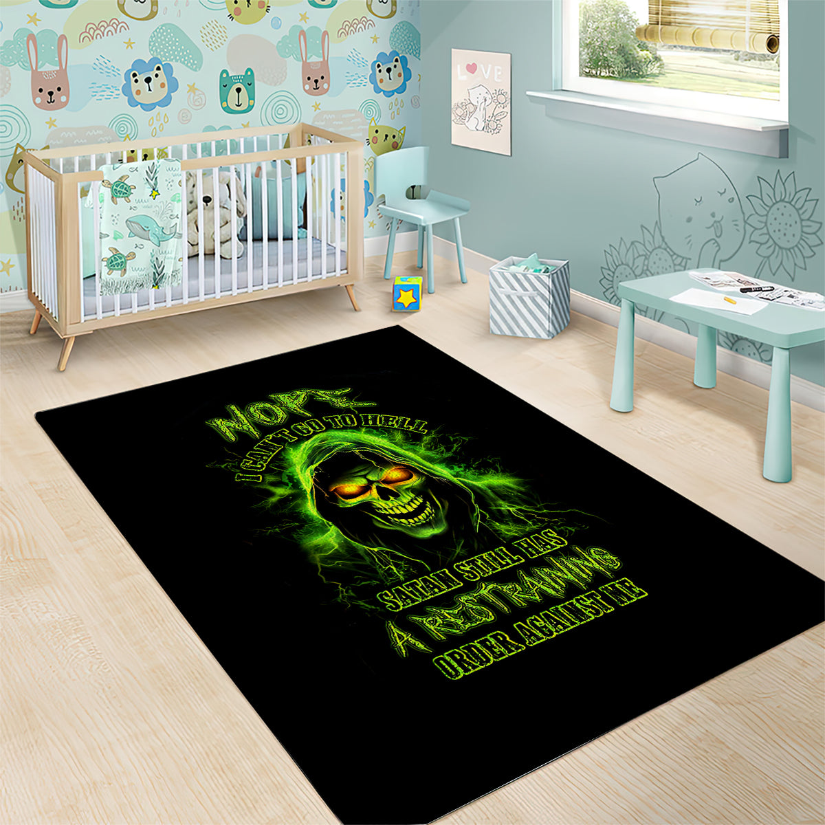 Thunder Skull Area Rug Satan Still Has A Restrainning Order Against Me - Wonder Print Shop