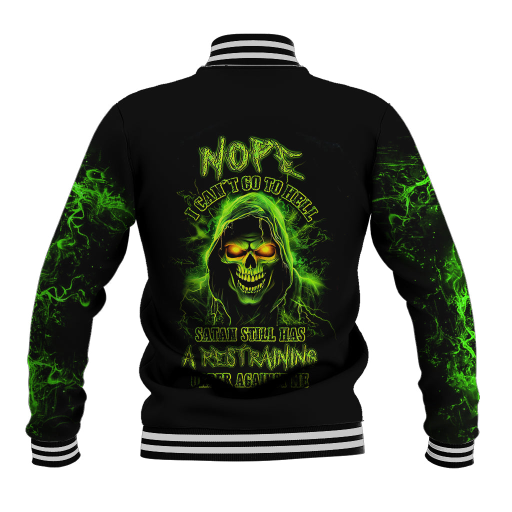 Thunder Skull Baseball Jacket Satan Still Has A Restrainning Order Against Me - Wonder Print Shop